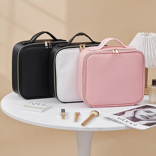 Makeup case with mirror and LED light