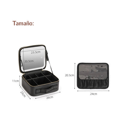 Makeup case with mirror and LED light